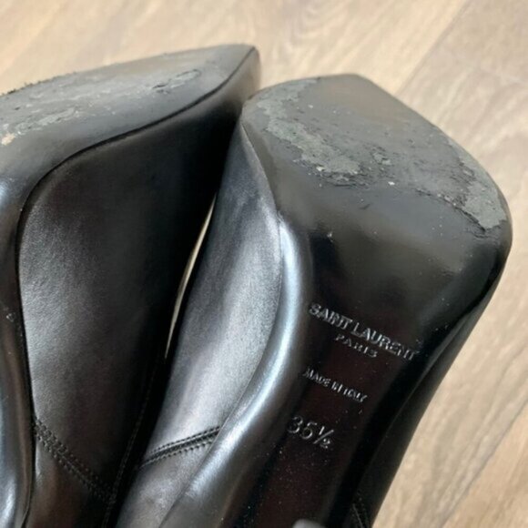 Saint Laurent YSL Classic Paris Ela 110 Ankle Boots Heels Stiletto Leather Black - Picture 13 of 15